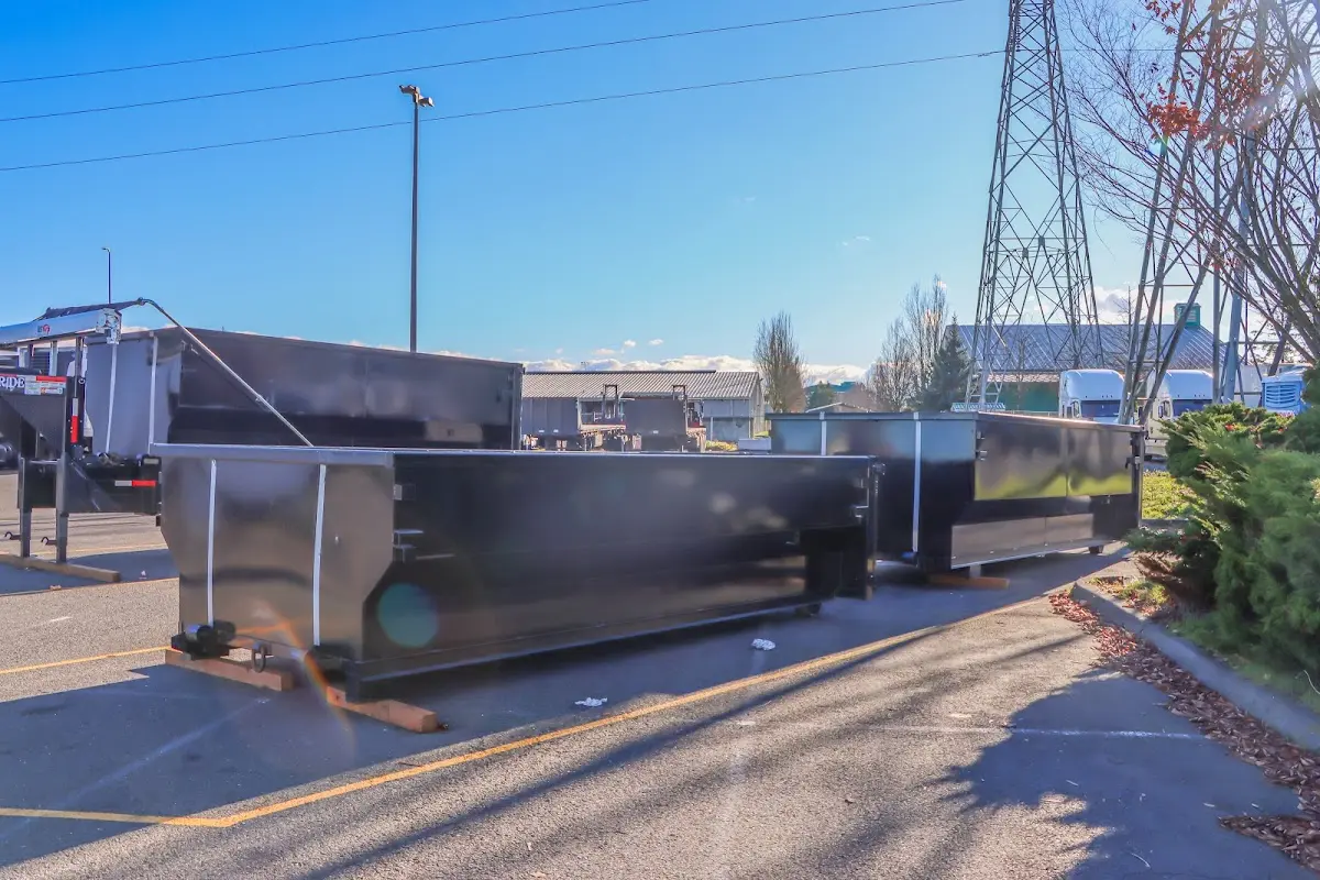 Roll-off dumpster ready for waste disposal at job site for 20 Yard Dumpster Rental in Clearlake
